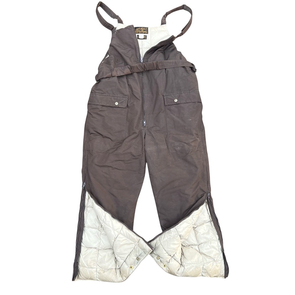 Vintage Eddie Bauer Mens Goose Down Insulated Overalls Snow Bibs 70s 80s Ski Zip